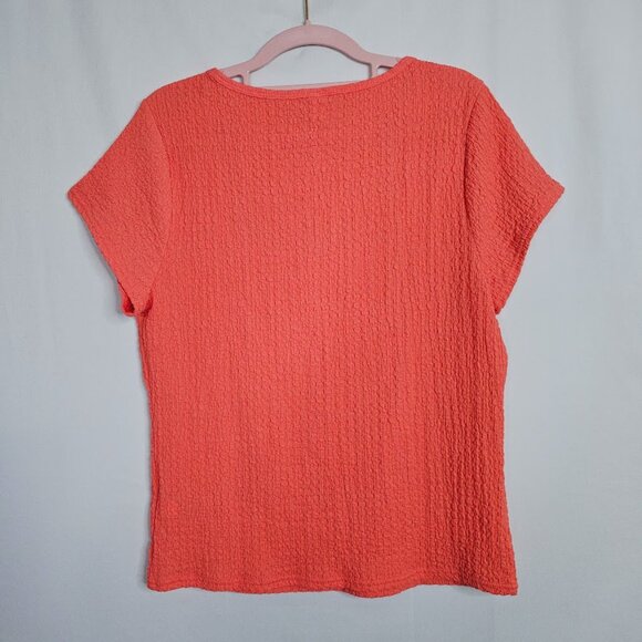 NWT Women's OLD NAVY Textured T-Shirt Square Neck Top CORAL PINK ORANGE size XL - Picture 6 of 6